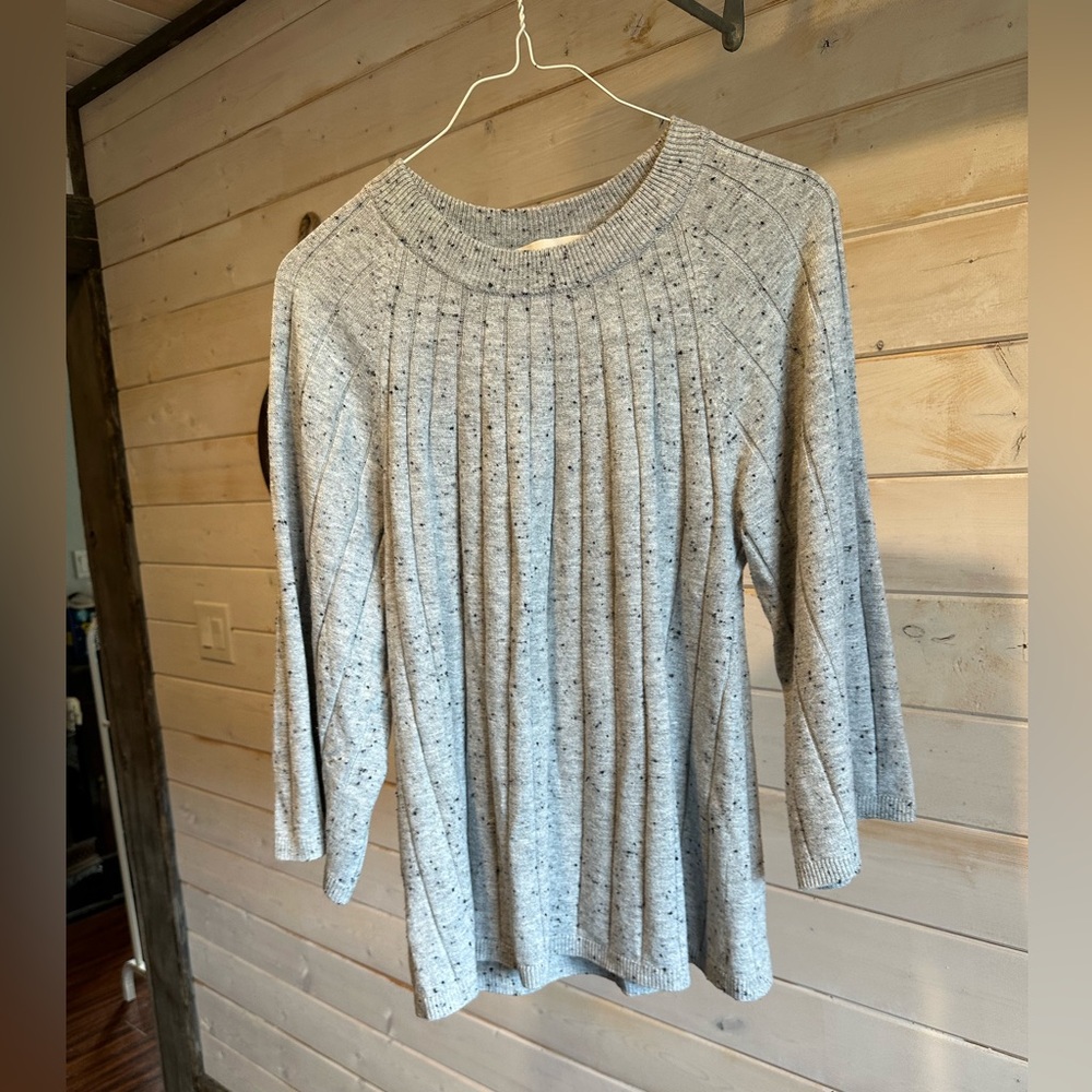Loft | Grey Speckled Ribbed Knit Sweater